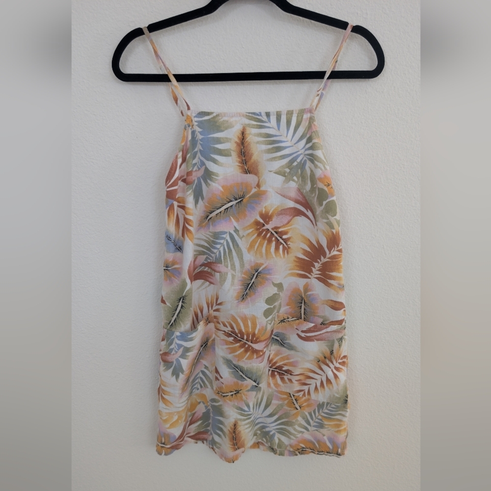 Billabong Pastel Peach and Sage Printed Dress Tropical Y2K Beach Style